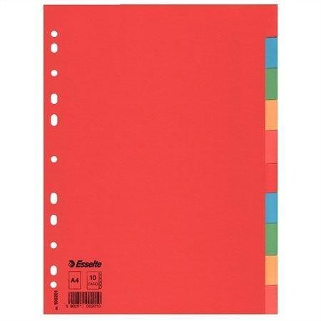 Rejstříky "Economy", mix barev, karton, A4, 10 dílů, ESSELTE