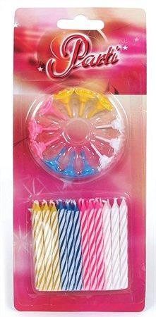 Svíčky, narozeninové, 24 ks + 12 ks držáků