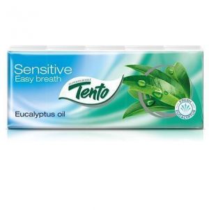 Papírové kapesníky "Sensitive Easy Breath", eukalyptový olej, 3 vrstvé, 10x10 ks, TENTO