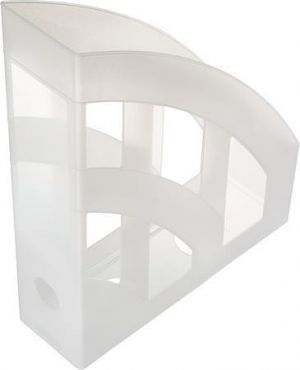 Stojan na časopisy "Economy", průsvitná bílá, 75 mm, plast, HELIT