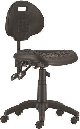 Pracovní židle "1290", černá, s opěrkou zad, plynový píst, s asynchroní mechanikou, PU