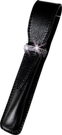 Pouzdro na tužku "MADE WITH SWAROVSKI ELEMENTS", černá, kožené
