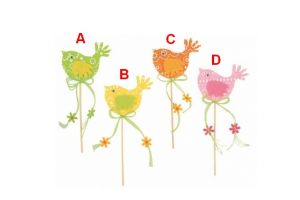 Ptáček z filcu bílý dekor 7cm 1ks 4 druhy