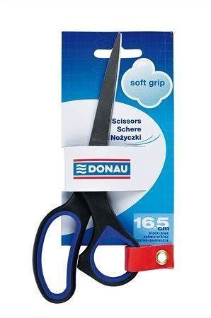 Nůžky kancelářské "Soft Grip", černo-modré, 16,5 cm, DONAU