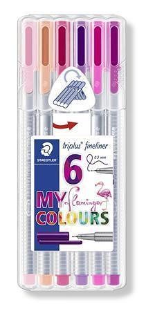 Linery "Triplus 334 Flamingo Box" sada, 6 plameňákových barev, 0,3mm, STAEDTLER