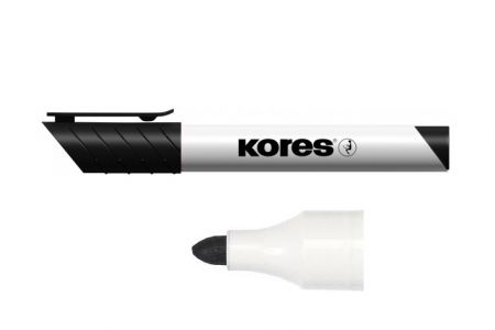 KORES K-MARKER Popisovač na bílé tabule a flip charty, kulatý hrot 3 mm, černý