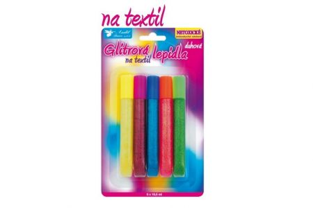 Glitrové lepidlo na textil duhové 5x10,5ml 