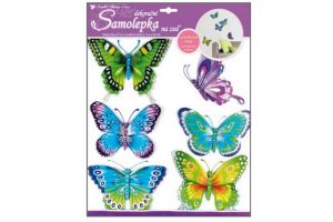 Samolepky na zeď motýli modrozelení s pohyblivými křídly 30,5x30,5cm