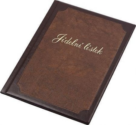 Desky na jídelní lístek "Framed" - CZ, hnědá-světle hnědá, koženka, A4, PANTA PLAST 