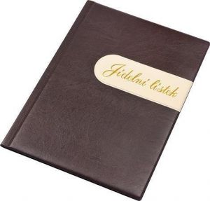 Desky na jídelní lístek "Modern" - CZ, hnědá-béžová, koženka, A4, PANTA PLAST