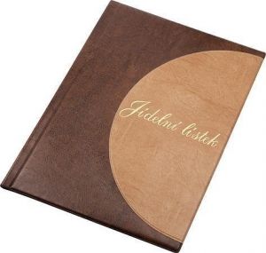 Desky na jídelní lístek "Semicircle" - CZ, hnědá-světle hnědá, koženka, A4, PANTA PLAST