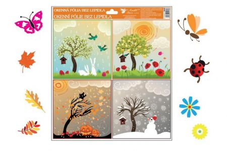 Okenní folie 4 roční období 33,5x30cm dětská