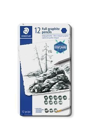 Grafitové tužky v laku "Mars Lumograph", 12 různých velikostí, sada, šestihranné, STAEDTLE