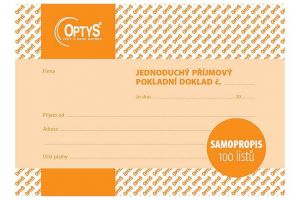 Příjmový doklad jednoduchý, A6, 100 listů, samopropisovací, OPTYS 1302