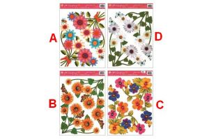 Okenní fólie rohová květinová s kopretinou 33,5x26cm