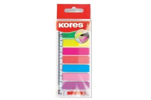 KORES Neonové záložky Index Strips na pravítku 45x12 mm / 8 barev / 25 lístků á barva