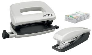 Sada sešívačky s děrovačkou "Wow Mini", bílá, mini, 10 listů, kov, LEITZ