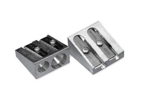 Ořezávátko na dvě tužky, se zásobníkem na odpad, kovové, ICO "Kum"