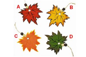 Listy z filcu s 2 korálky závěsné 10cm 4 druhy