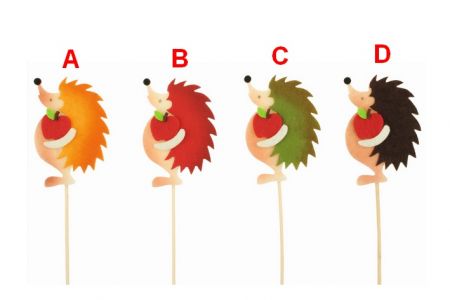 Zápich ježek s jablkem z filcu 8cm+ špejle