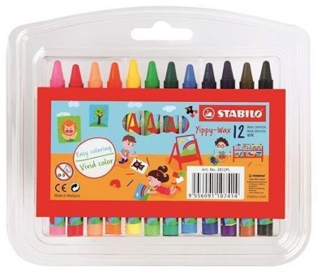 Voskovky "Yippy-wax", 12 různých barev, STABILO