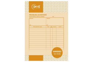 Prodejka za hotové, A5, 100 listů, samopropisovací, OPTYS 1088