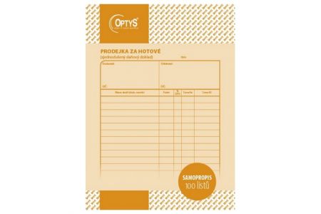 Prodejka za hotové, A5, 100 listů, samopropisovací, OPTYS 1088