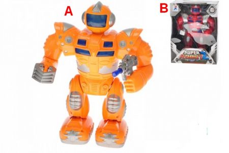 Robot válečník 25cm na baterie chodící se světlem a zvukem 2 druhy