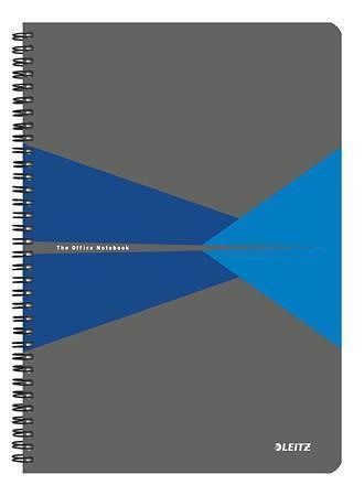 Blok "Office", šedo-modrý, drátěná kroužková vazba, A4, čtverečkovaný, 90 listů, laminovan