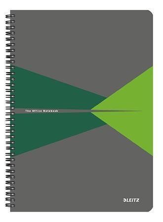 Blok "Office", šedo-zelená, drátěná kroužková vazba, A4, čtverečkovaný, 90 listů, laminova