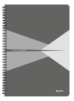 Blok "Office", šedá, drátěná kroužková vazba, A4, čtverečkovaný, 90 listů, laminovaný povr