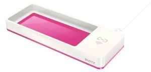 Stolní organizér s bezdrátovou nabíječkou "Wow", růžová, LEITZ