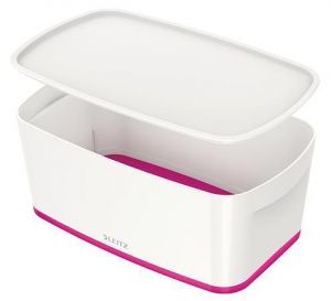 Úložný box s víkem "MyBox", bílá-růžová, malý, LEITZ