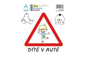 Samolepka Dítě v autě Veselý kluk 15x17 cm