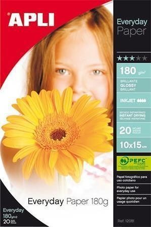 Fotografický papír "Everyday", do inkoustové tiskárny, lesklý, 10x15 cm, 180g, APLI