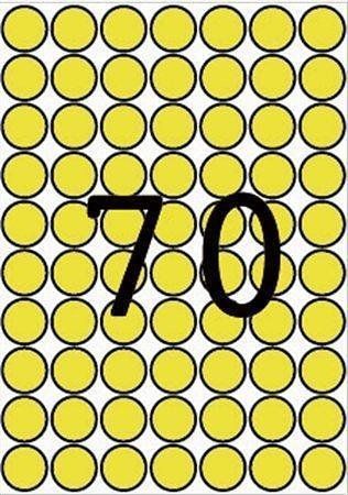 Etikety, kruhové, žlutá, průměr 19mm, 560 ks/bal., A5, APLI