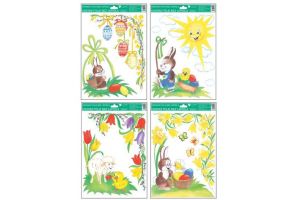 Okenní folie rohová tradiční velikonoční motivy 37x26cm