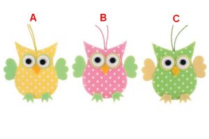 Sovička filcová s tečkami na zavěšení 7 cm 