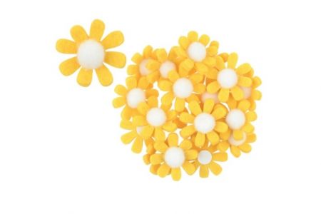 Dekorace květy z filcu s lepíkem 3,5cm 18 ks v balení 1.Žlutá