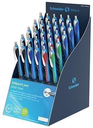 Kuličkové pero "Slider Rave", mix barev, 0,7 mm, displej, SCHNEIDER