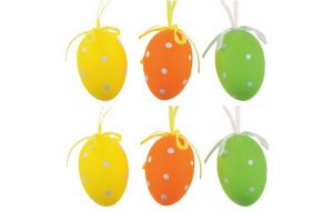 Vajíčka plastová na zavěšení 6cm 6ks v sáčku