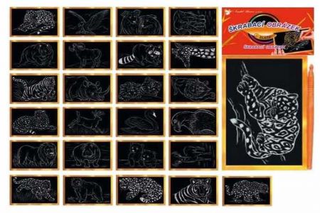 Vyškrabávací obrázky se zlatým podkladem 15x10cm