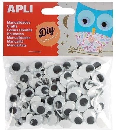 Samolepící pohyblivé oči "Creative", černá-bílá, ovál, APLI