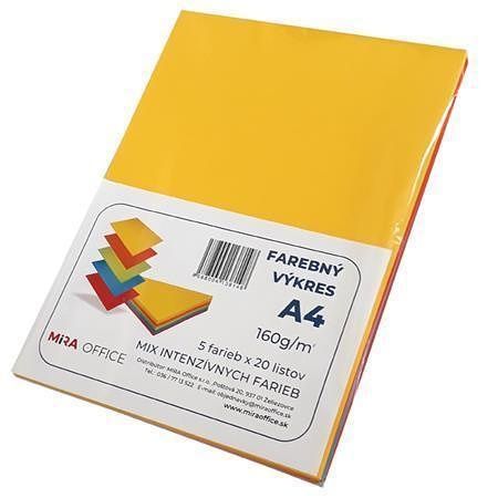 Barevné papíry, A4, 5 barev