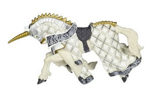 PAPO Kůň rytíře Jednoroha stříbrný 17 cm