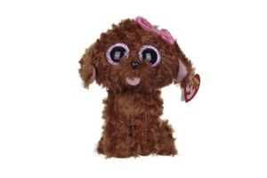 EDEN Plyš očka střední pejsek hnědý s mašličkou 16 cm