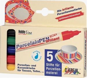 Sada fixů na porcelán "BRILLANT" 5 barev, Hobby Line, KREUL