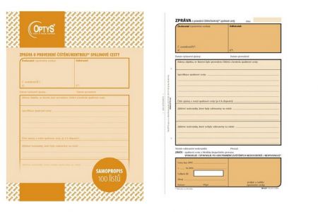 Zpráva o provedení kontroly spalinové cesty, A5, 100 listů, samopropisovací, OPTYS 1217