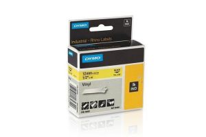 Label, vinyl, 12 mm x 5,5 m, DYMO "Rhino", yellow-black