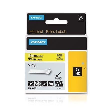 Páska, vinylová, 19 mm x 5,5, m, DYMO "Rhino", žlutá-černá